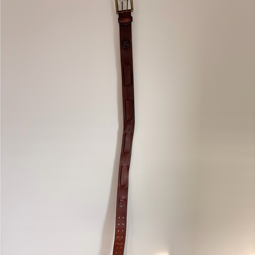 Vintage Ralph Lauren Genuine Brown Leather Belt with Solid Brass Buckle S/M - Picture 7 of 10